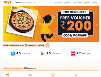 Web Application Developed for Mojo Pizza